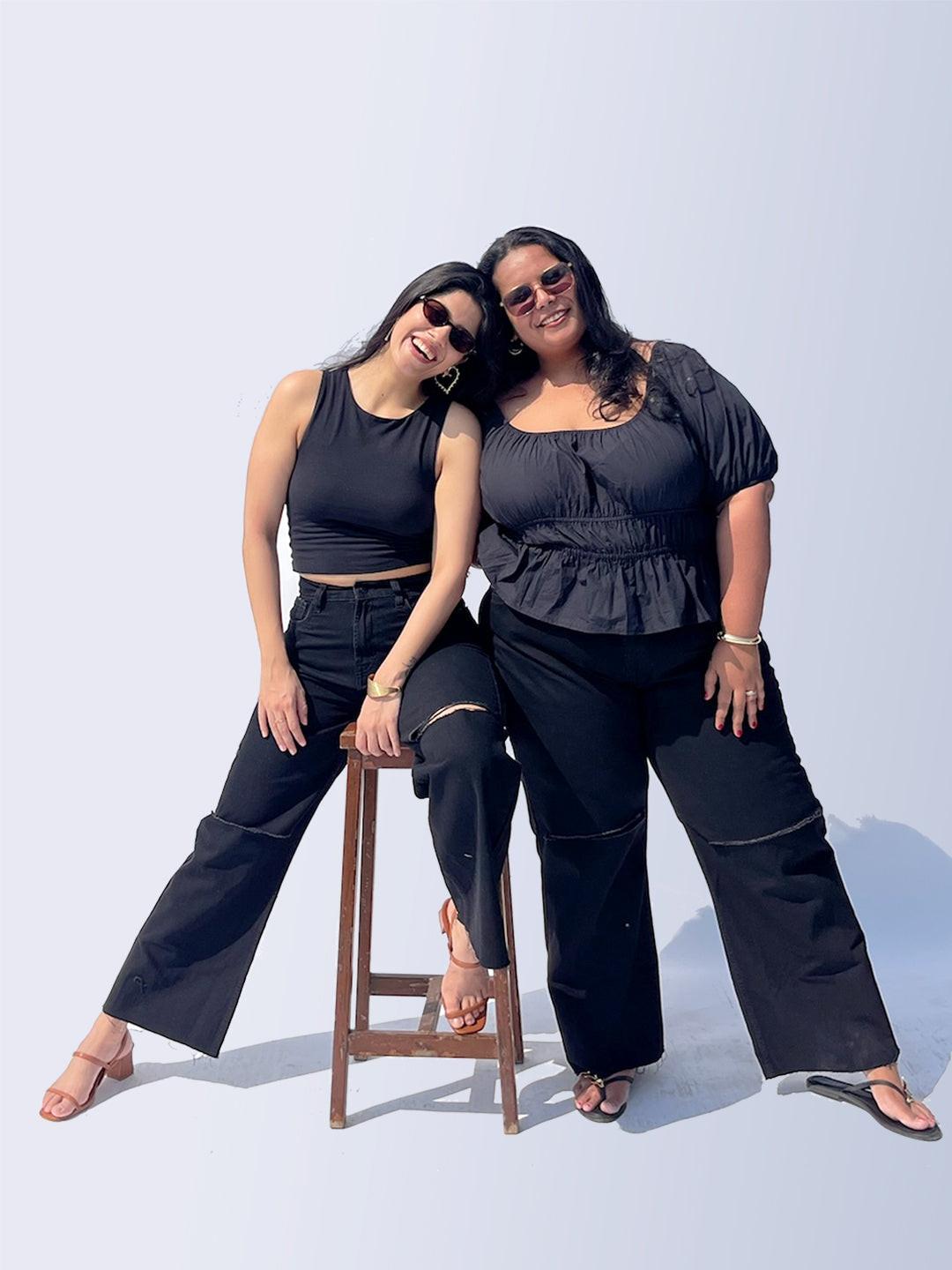 Sisters twinning with Rerasa Wide Leg Jeans
