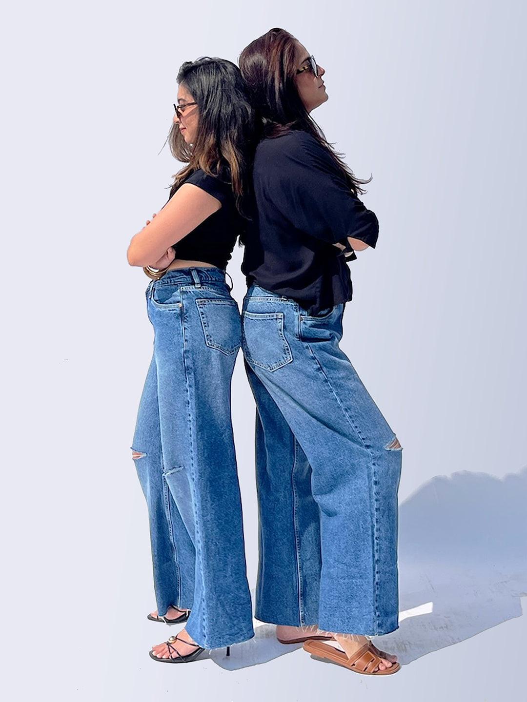 Sisters twinning with Rerasa Wide Leg Jeans