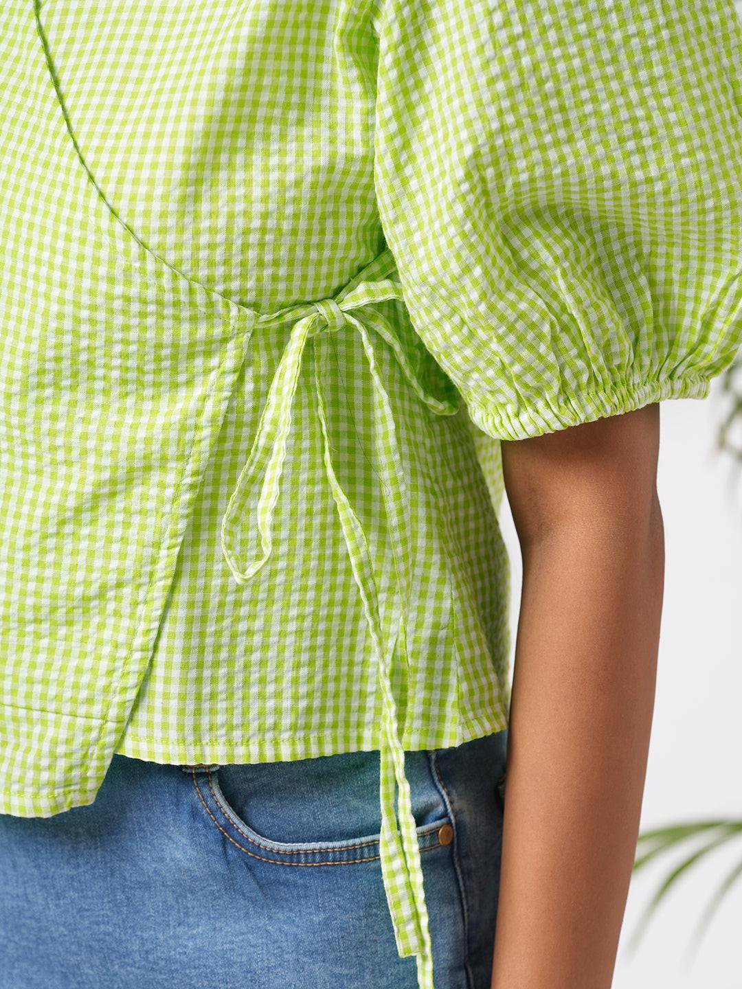 Gingham Wrap Top.