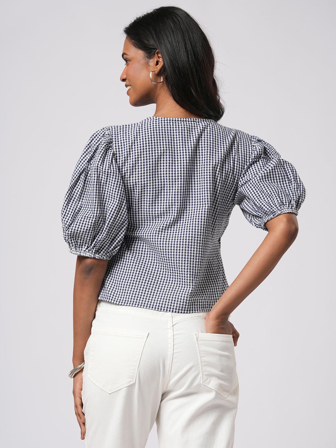 Gingham Wrap Top - Rerasa