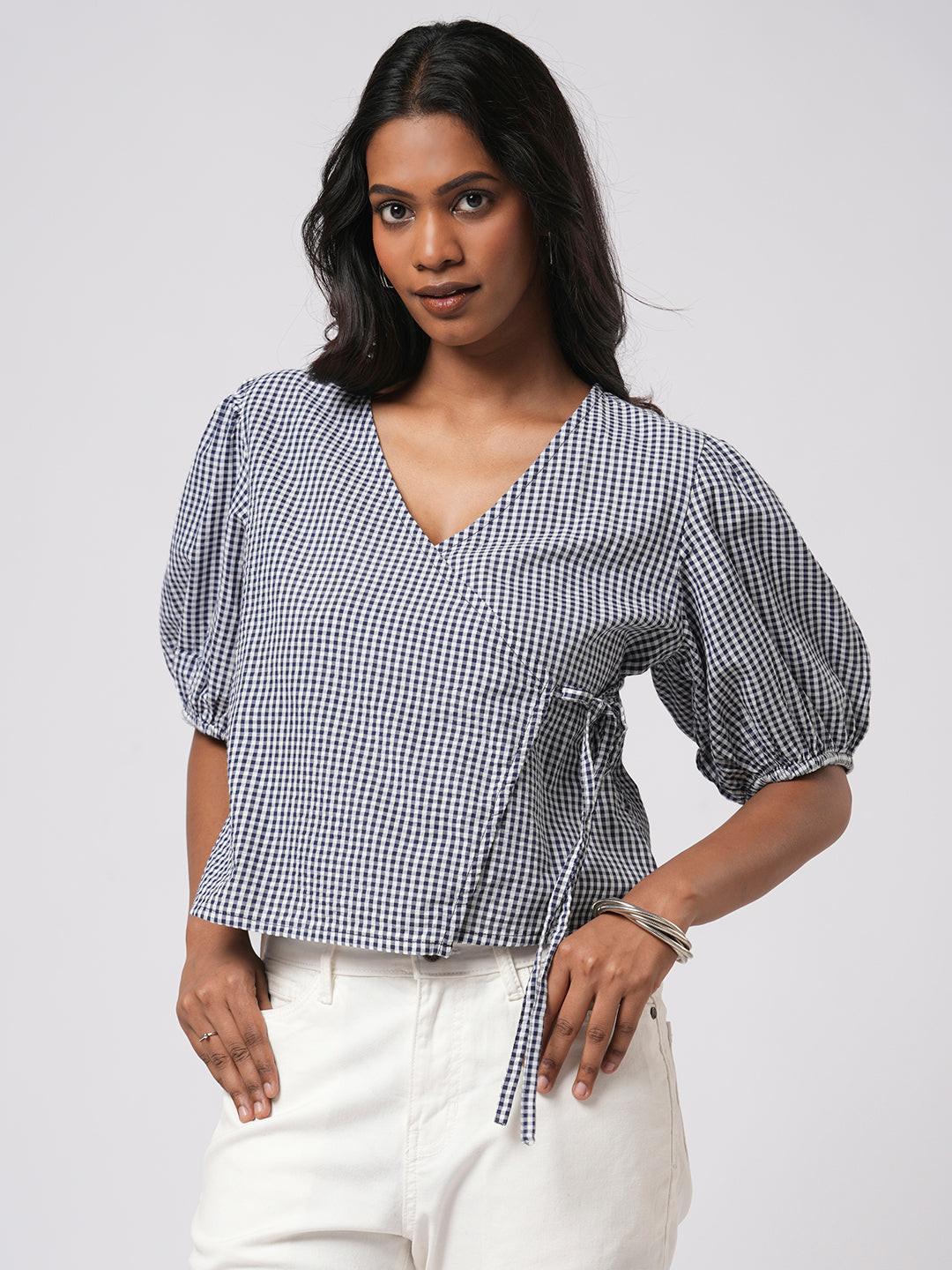 Gingham Wrap Top.