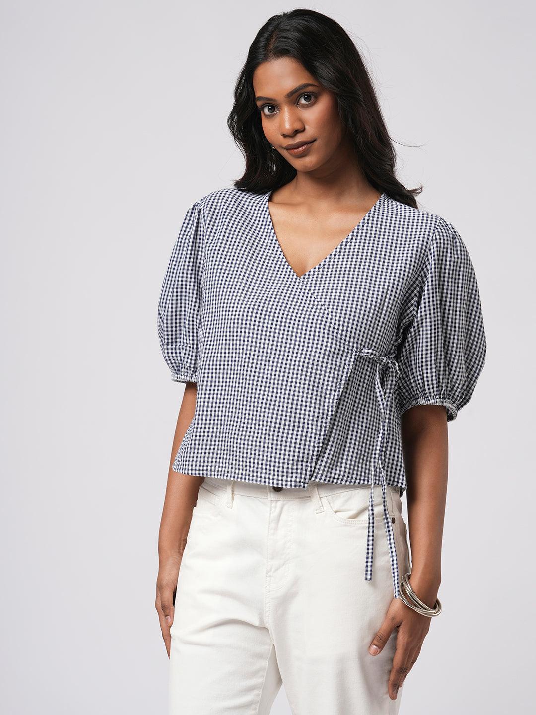 Gingham Wrap Top.