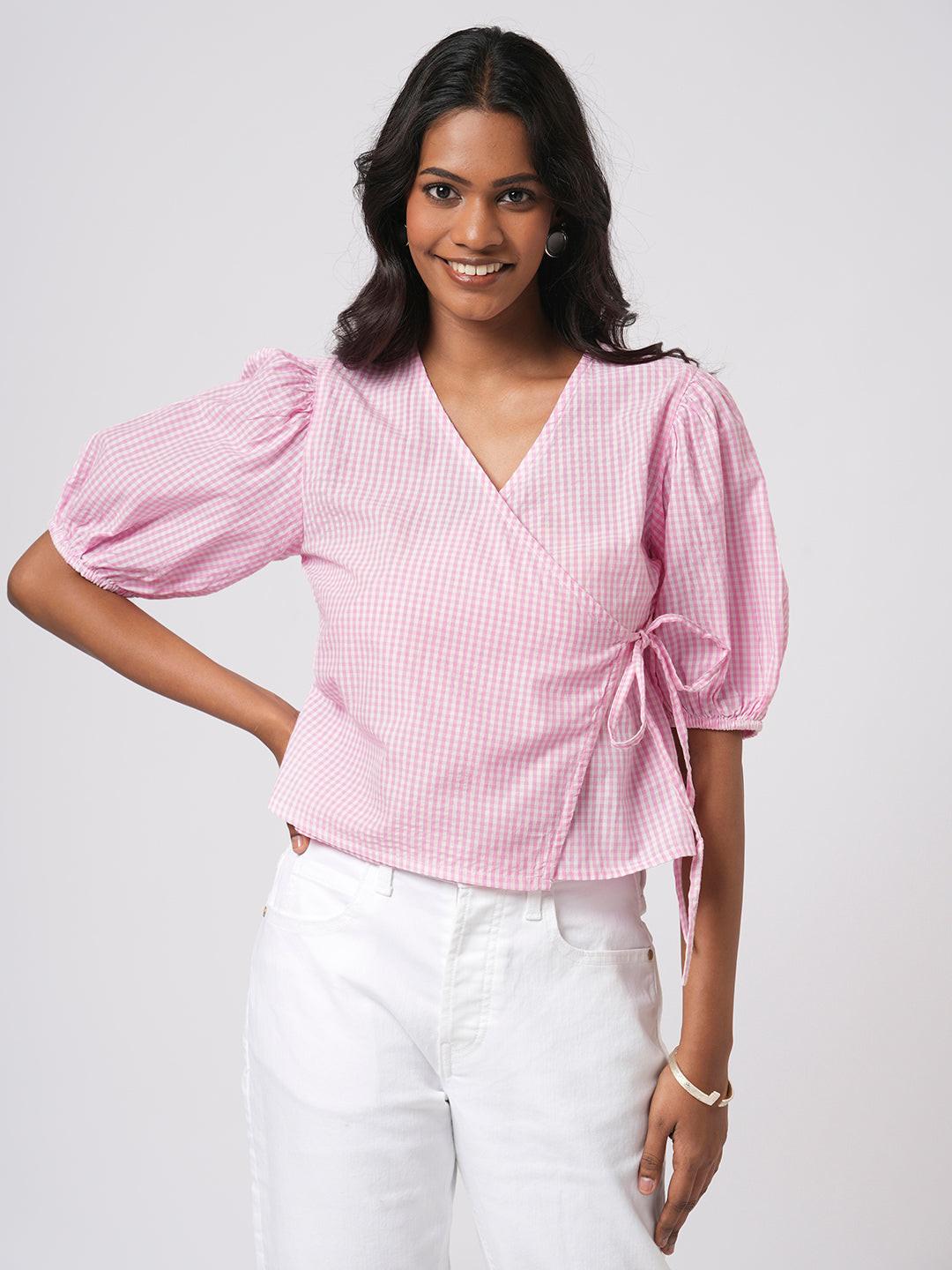 Gingham Wrap Top.