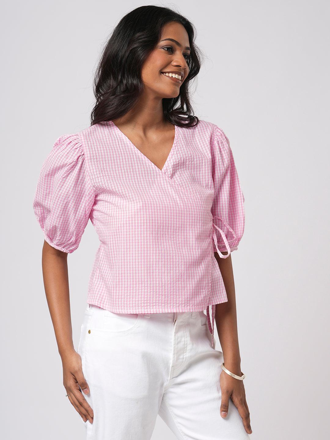 Gingham Wrap Top.