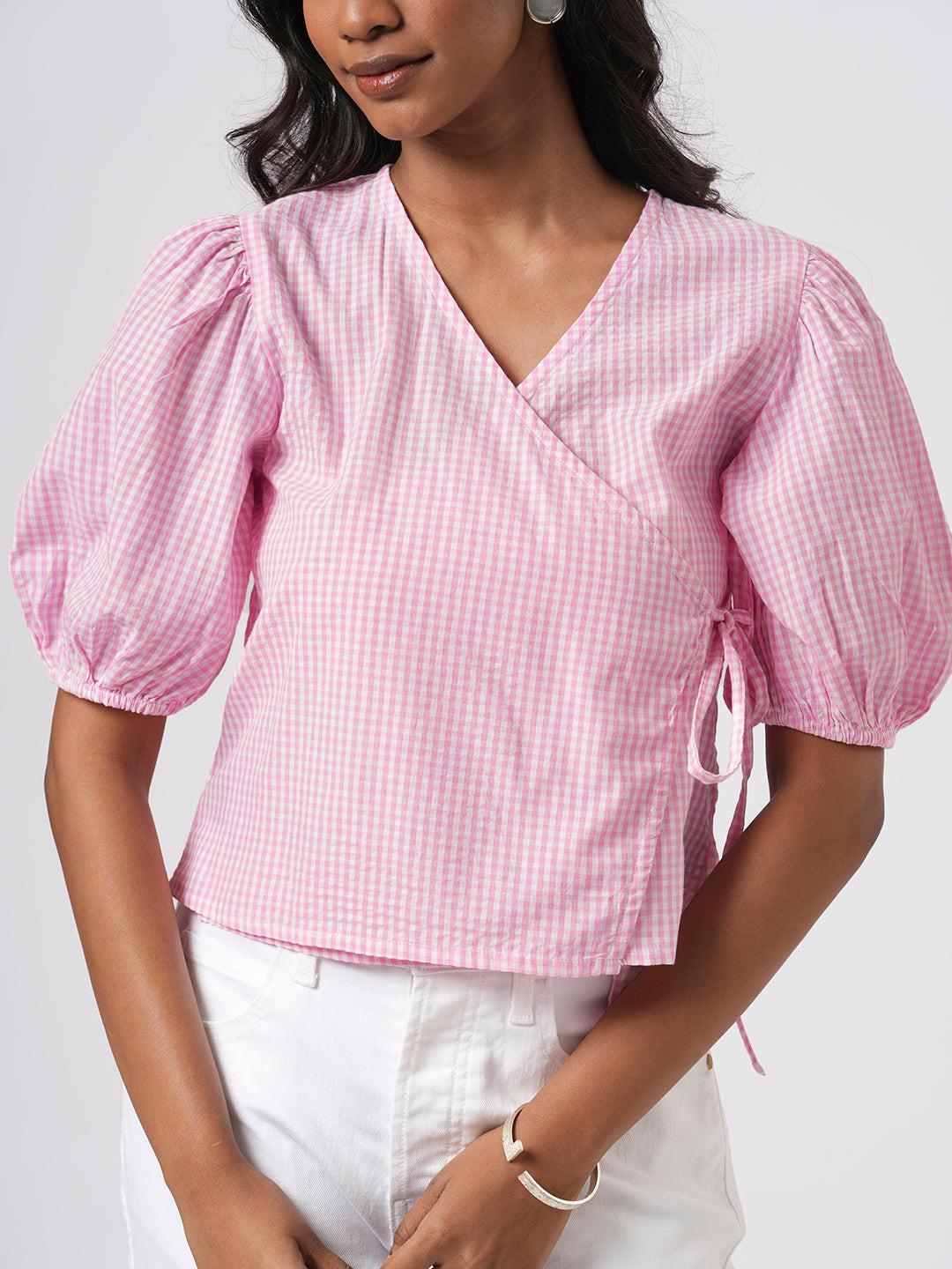 Gingham Wrap Top.